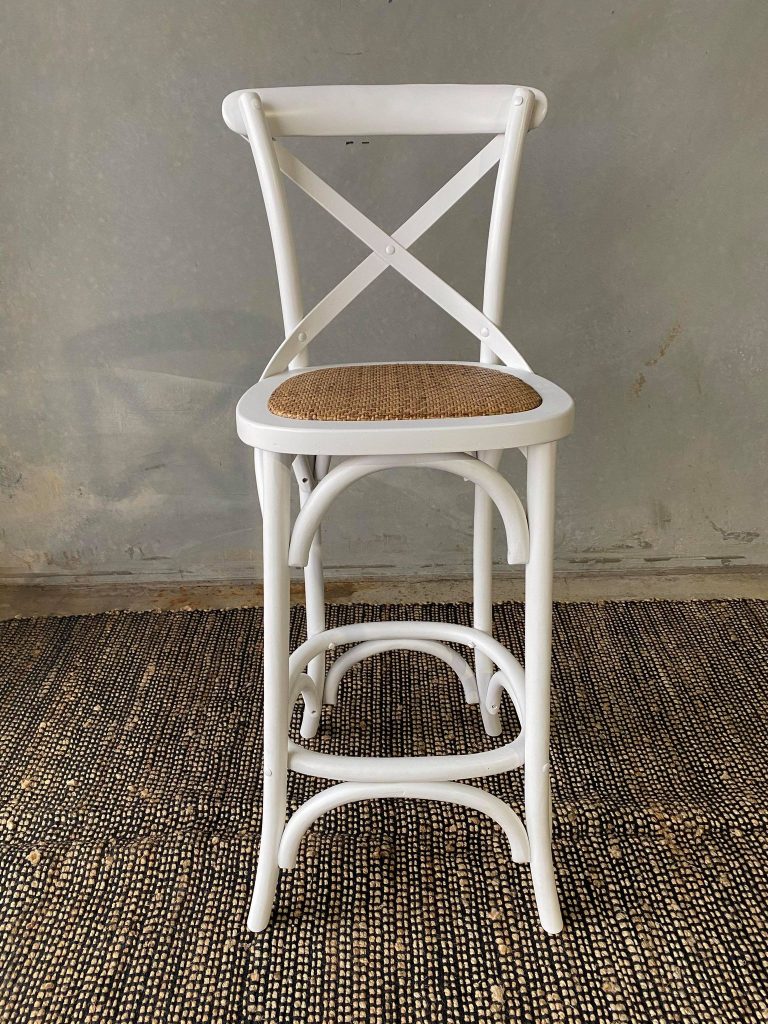 White Cross Back Bar Stool (Display Stock) Living Timber Co